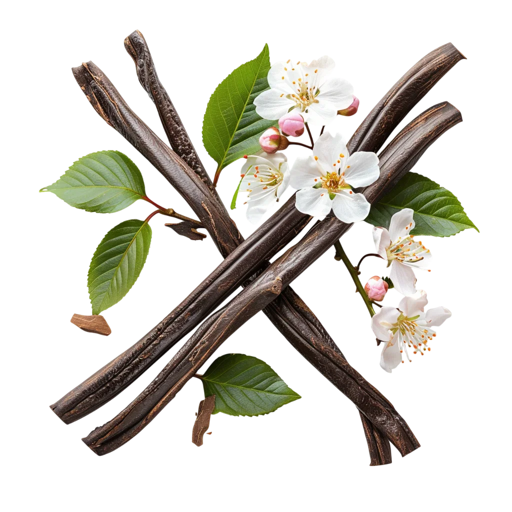 Vanilla Beans Crossed with Orchid Flowers Free PNG