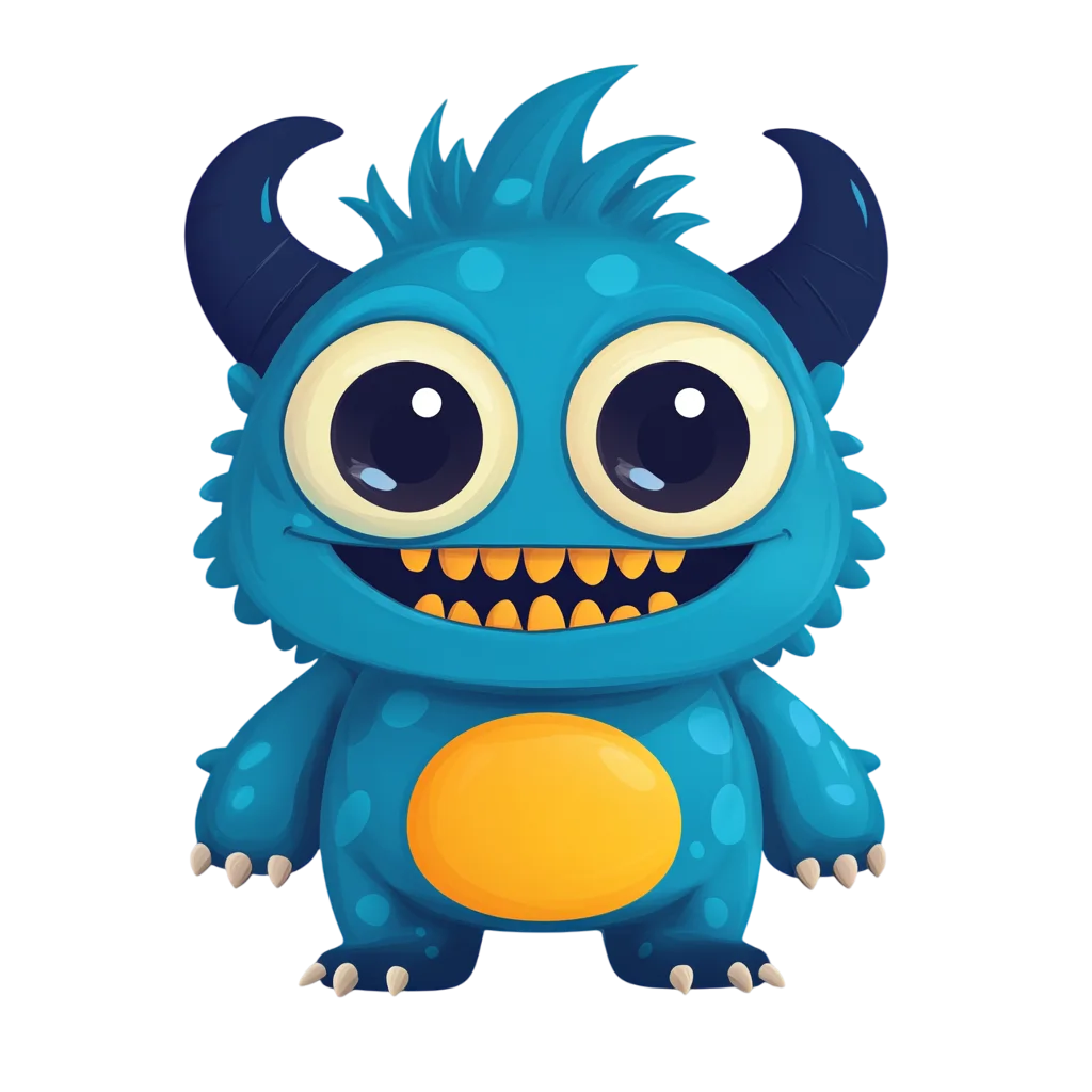 Little Blue Monster Creature Standing Free PNG