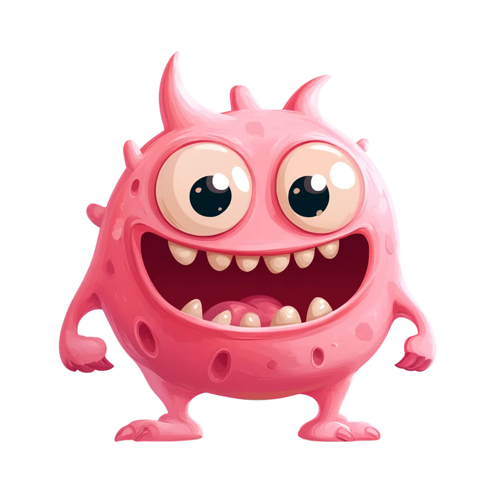 Pink Cartoon Monster Creature Smiling Free PNG