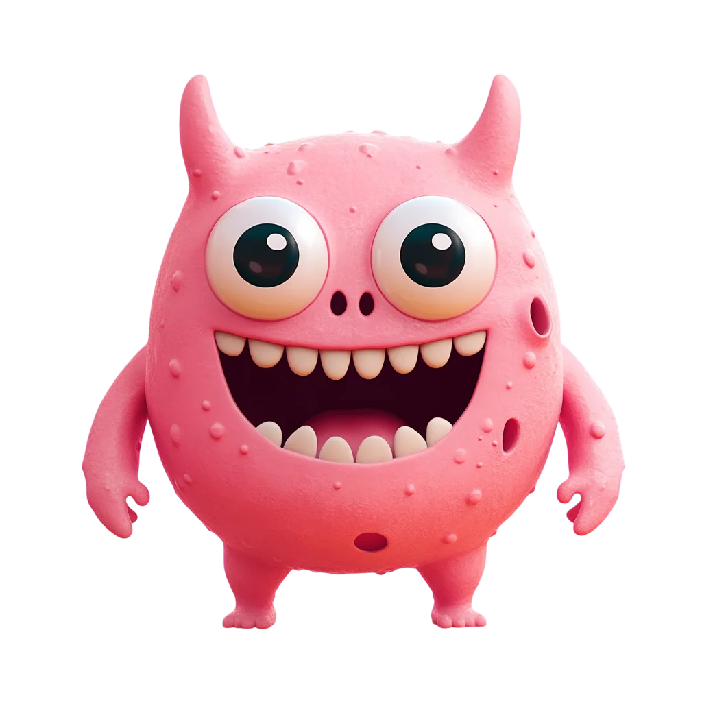 Cute Pink Monster Character Standing Free PNG