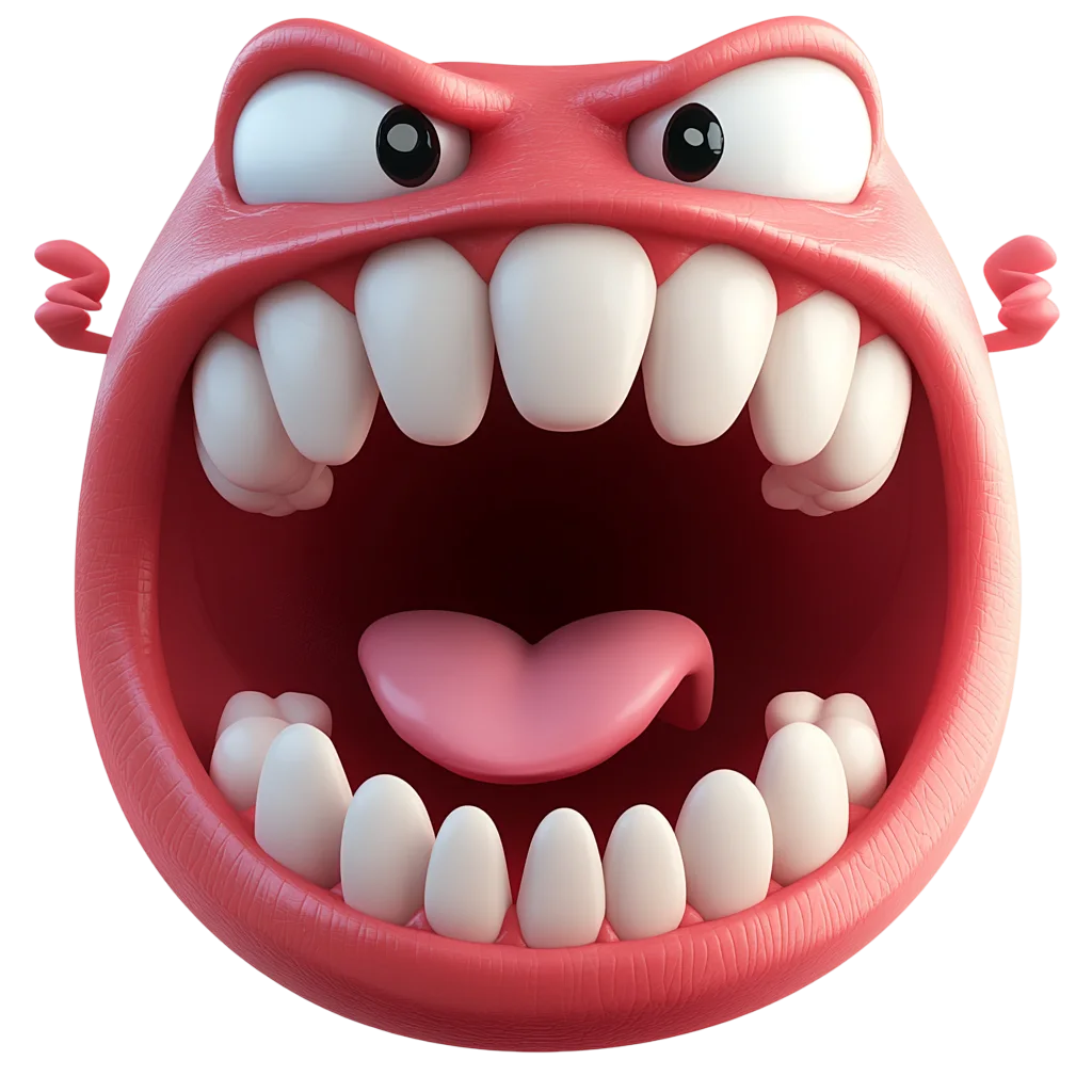 Angry Red Monster Head Screaming Mouth Free PNG
