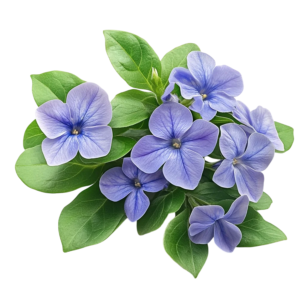 Purple Flower Cluster with Green Leaves Free PNG