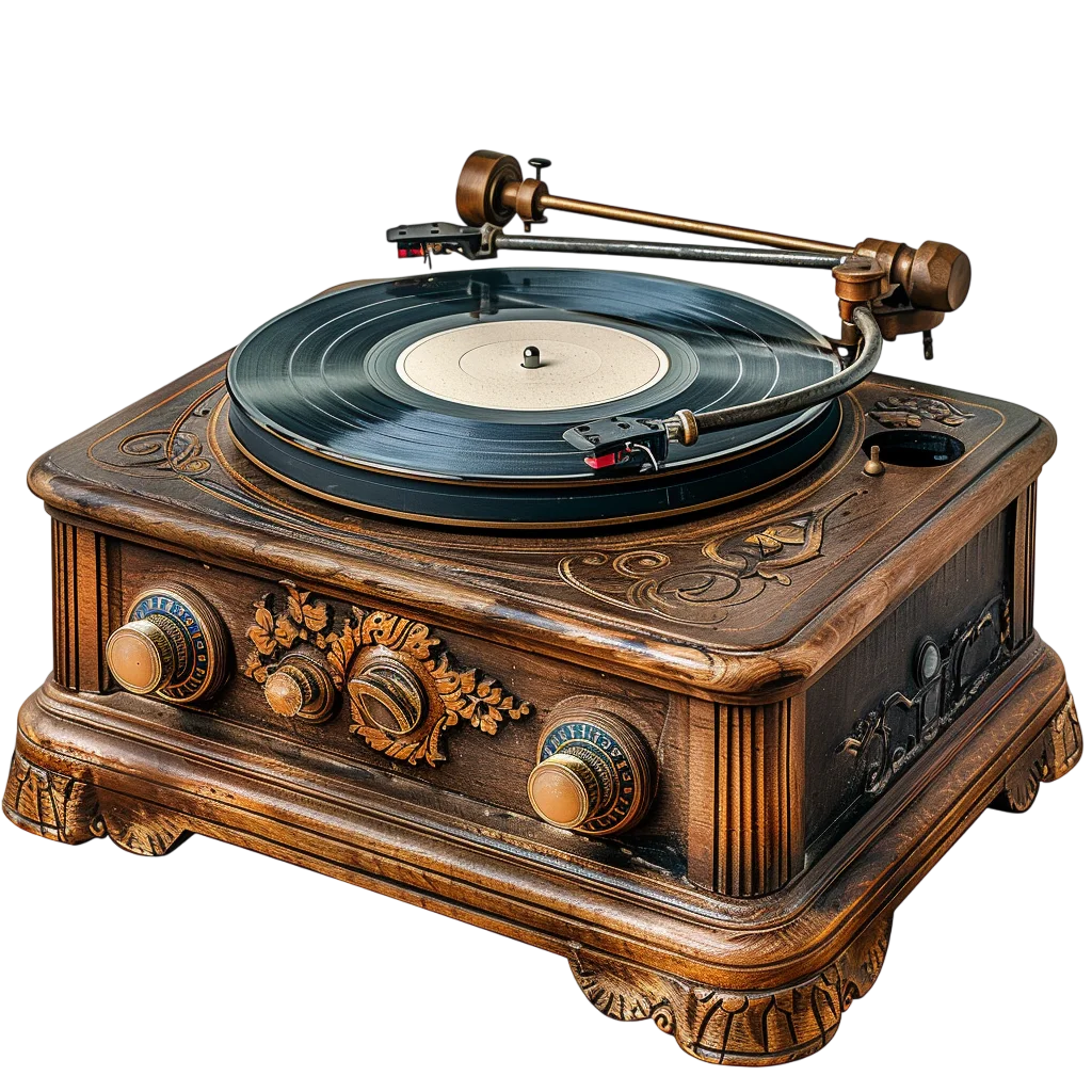 Vintage Turntable Vinyl Record Player Free PNG