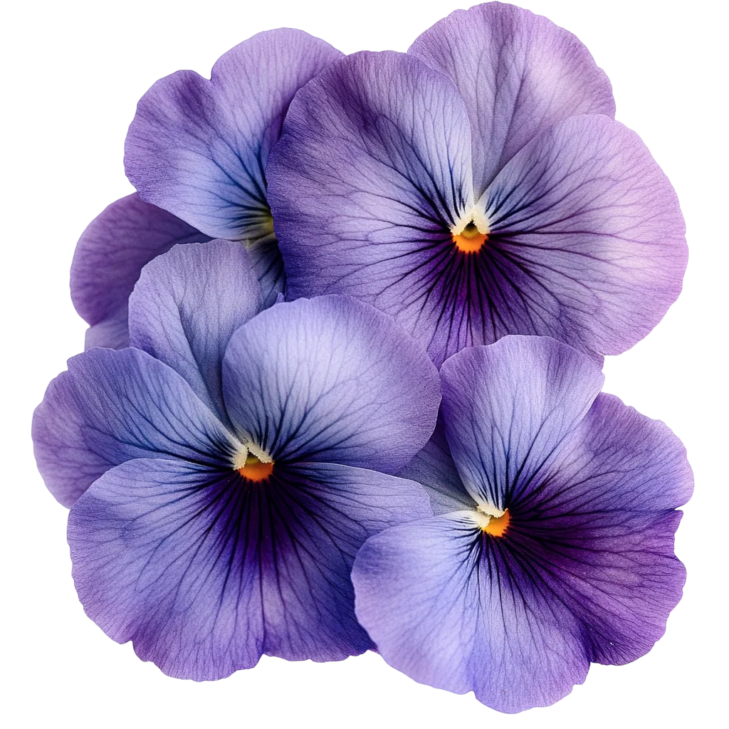 Dark Purple Pansy Flowers Cluster Cutout Free PNG