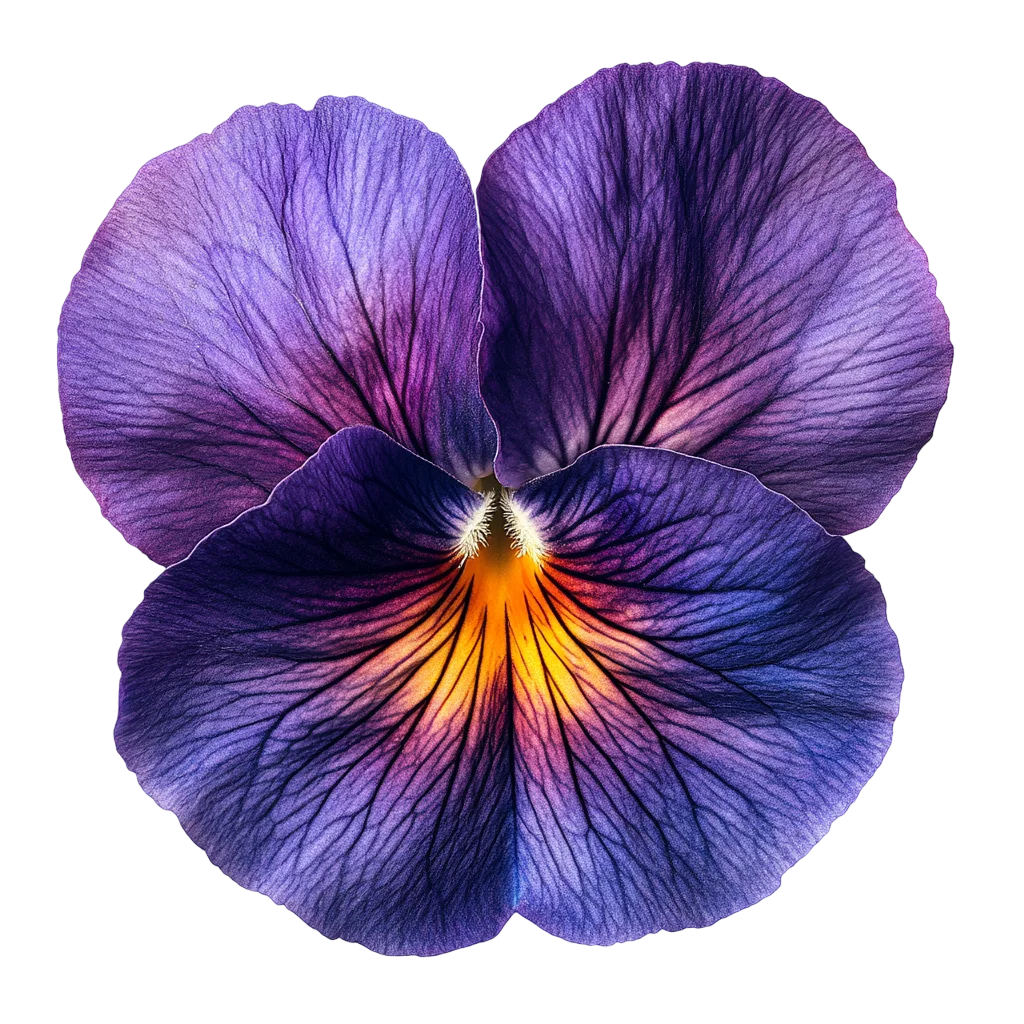 Purple Pansy Flower Blossom Top View Free PNG