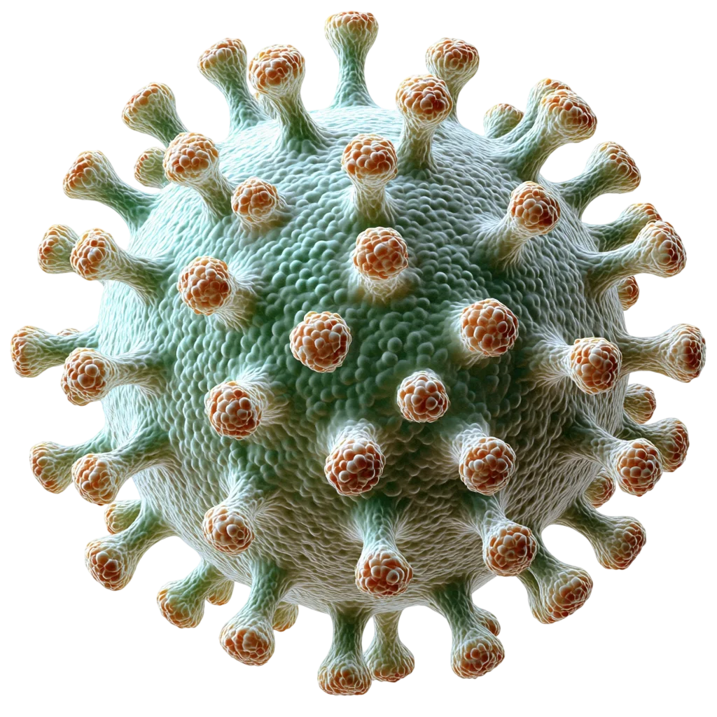 Green Microscopic Coronavirus Structure Free PNG