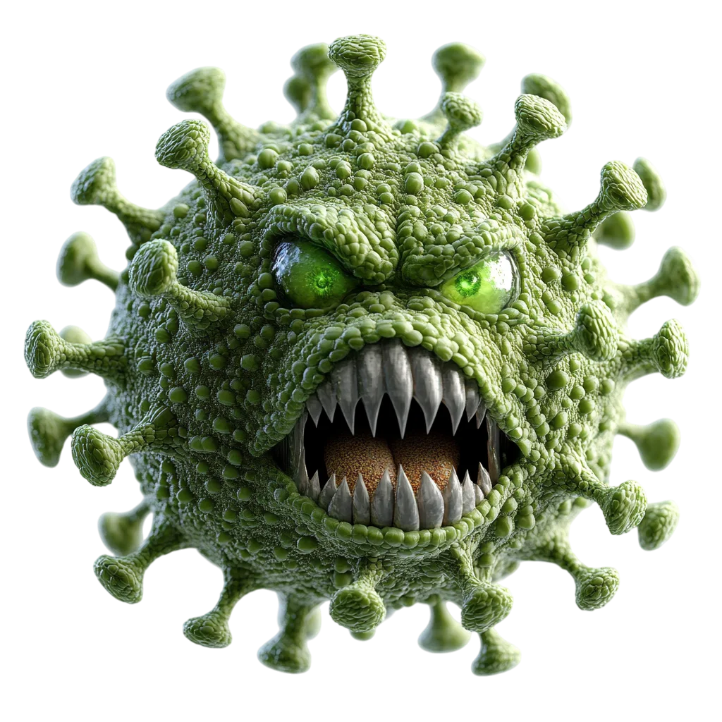Angry Green Monster Germ Microbe Character Free PNG