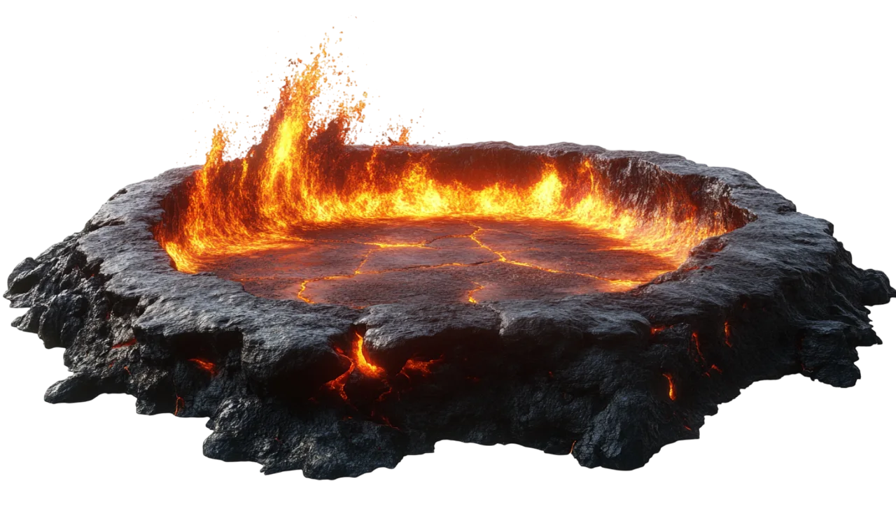 Volcanic Lava Ground with Molten Fire Crust Free PNG