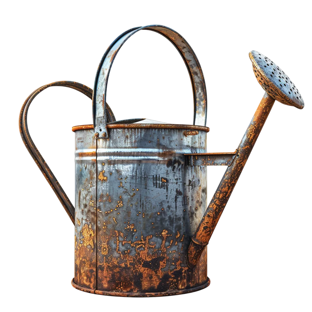 Rustic Antique Metal Watering Can Planter Free PNG