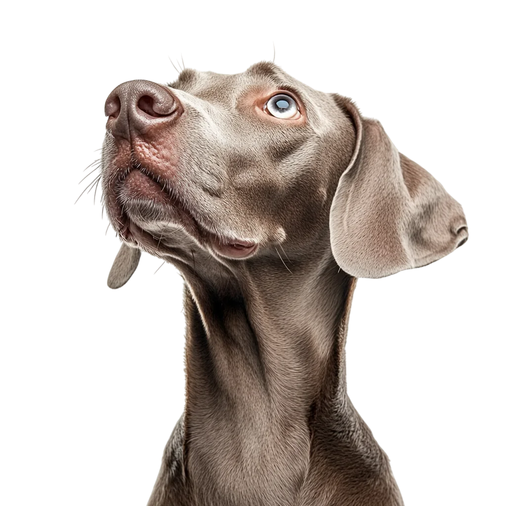 Weimaraner Dog Looking Upwards Portrait Free PNG