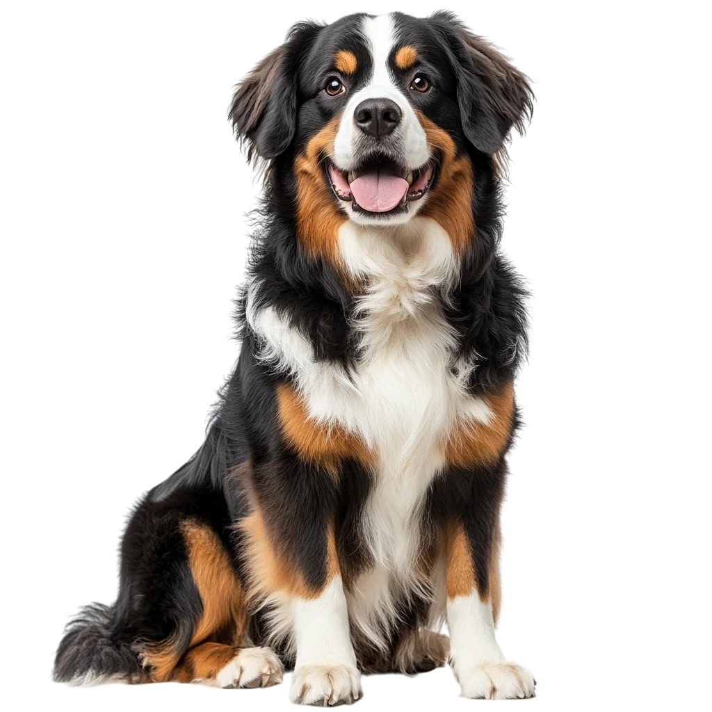 Happy Bernese Mountain Dog Sitting Alert Free PNG