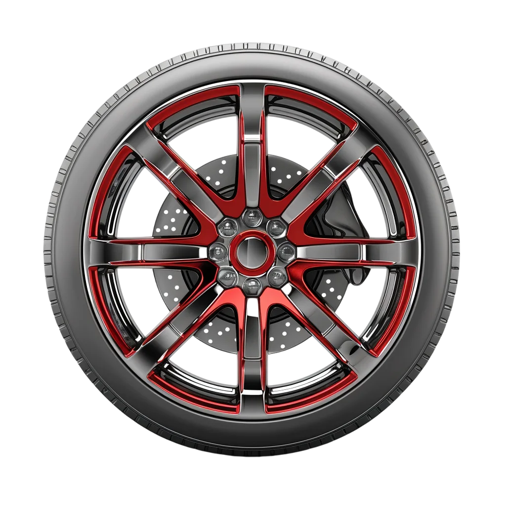 Red and Black Sport Alloy Car Wheel Rim Free PNG