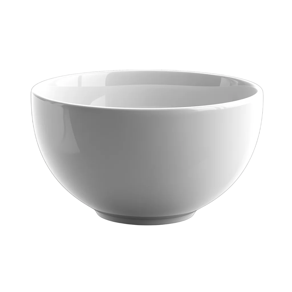 Deep White Ceramic Cereal Bowl Side View Free PNG