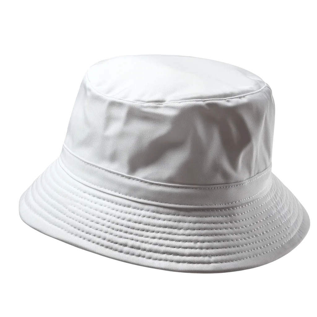 White Cotton Bucket Hat Front View Free PNG