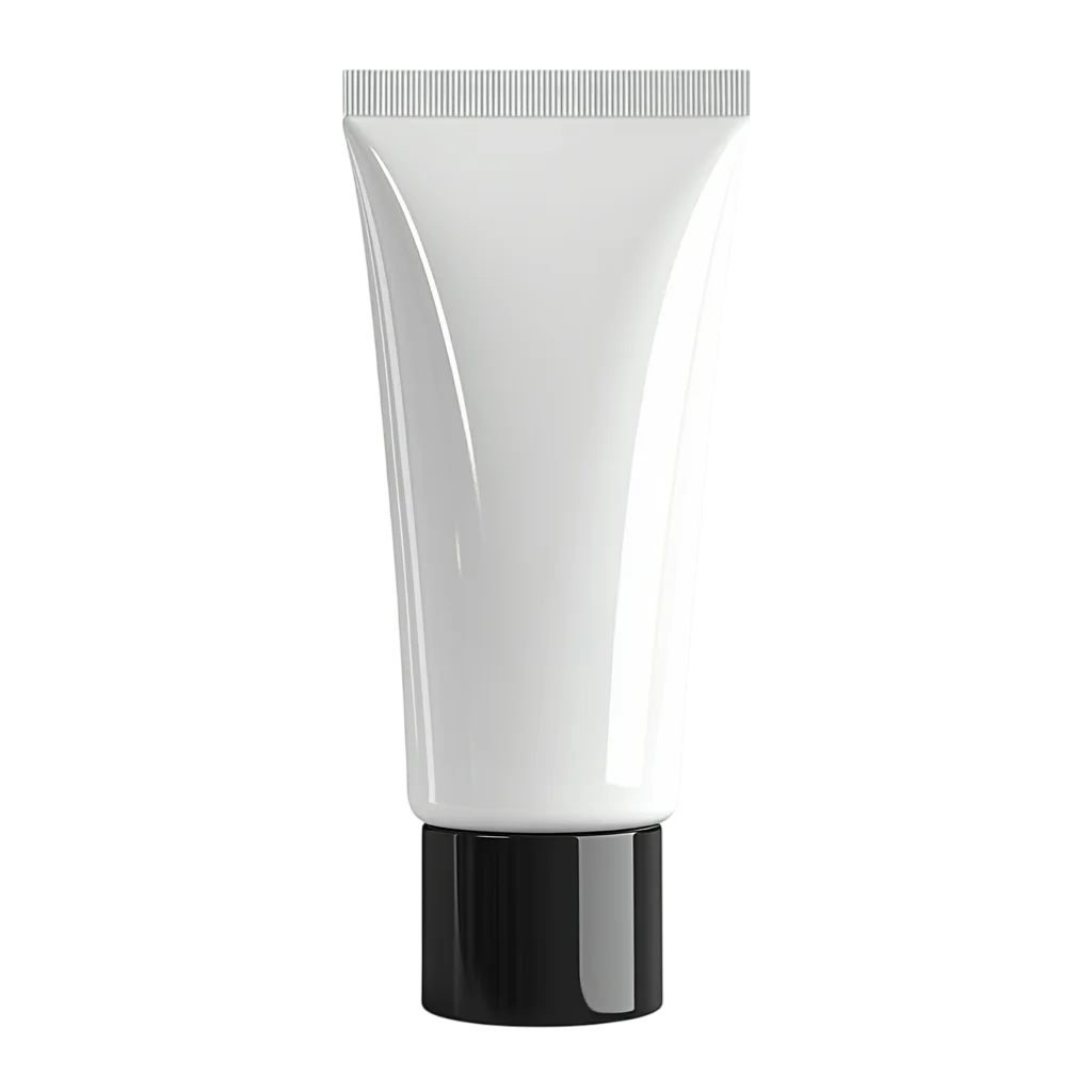 Blank White Cosmetic Tube with Black Cap Free PNG