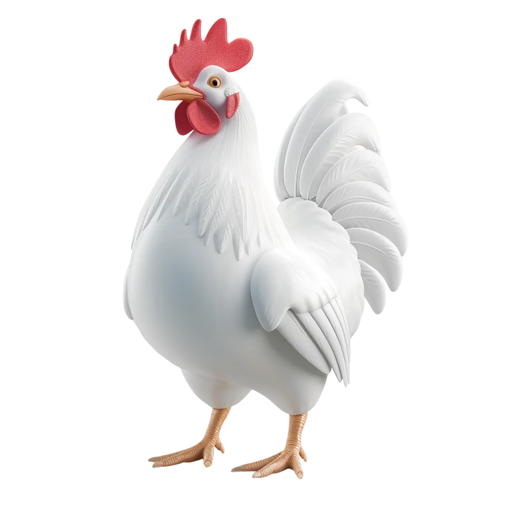 White Rooster Cockerel Standing Pose Free PNG