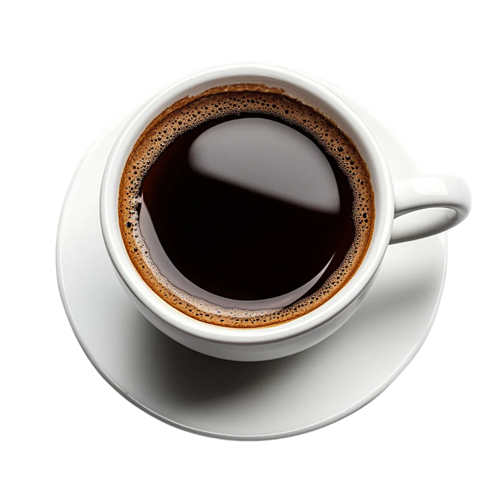 Fresh Black Coffee Cup on Saucer Top View Free PNG