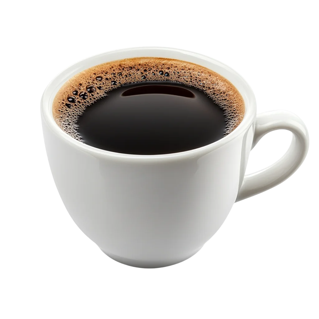 Hot Black Coffee in White Ceramic Mug Free PNG