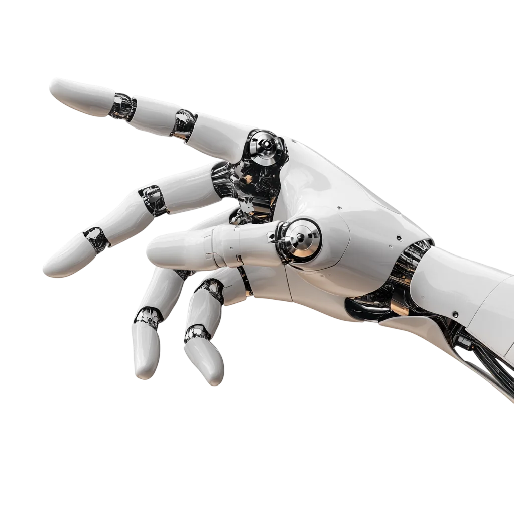 White Cyborg Hand Pointing Gesture Cutout Free PNG
