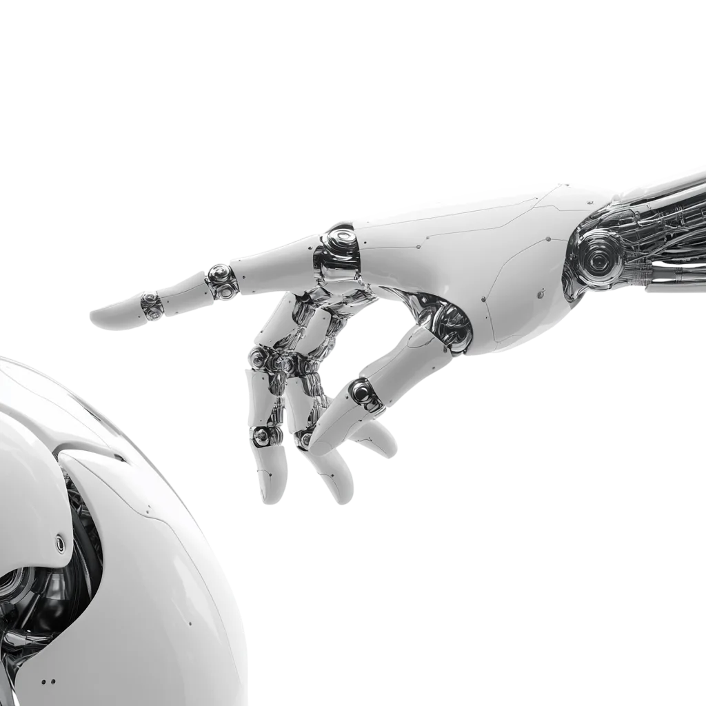 Robotic Hand Reaching Toward Robot Head Free PNG