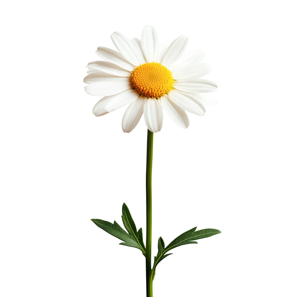 Single White Daisy Flower on Stem Cutout Free PNG
