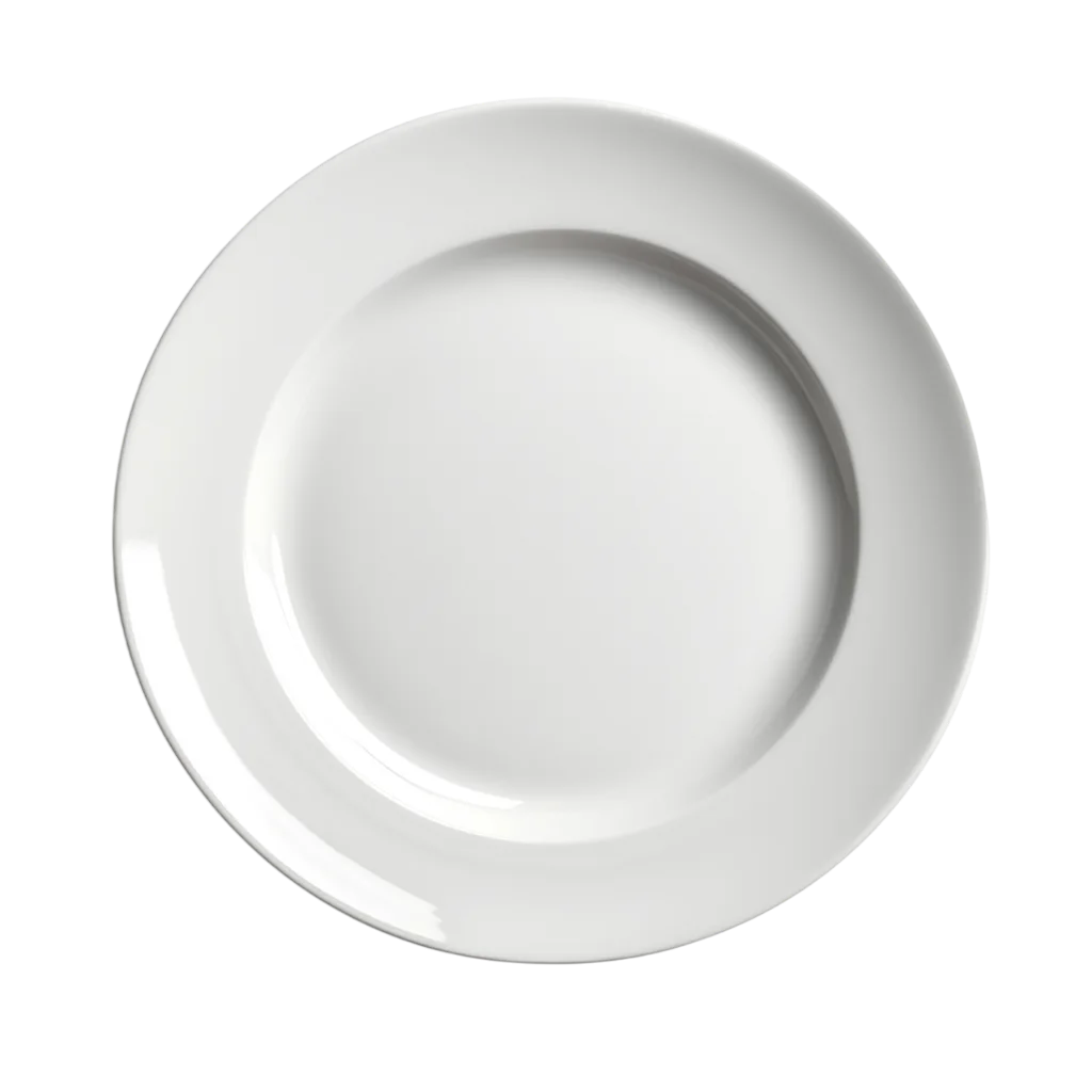 Empty White Ceramic Dinner Plate Cutout Free PNG