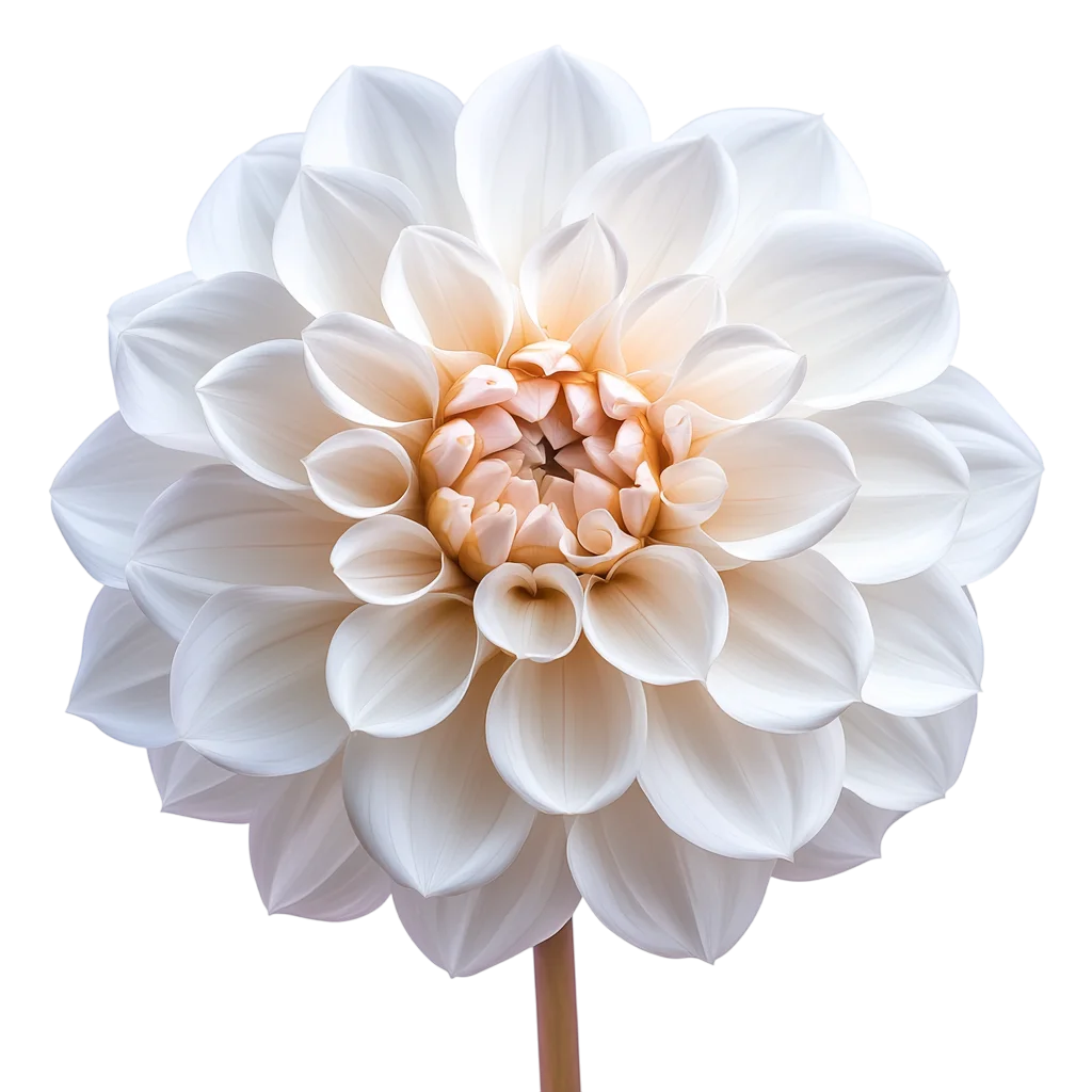 Pale Pink Dahlia Flower on Natural Stem Free PNG