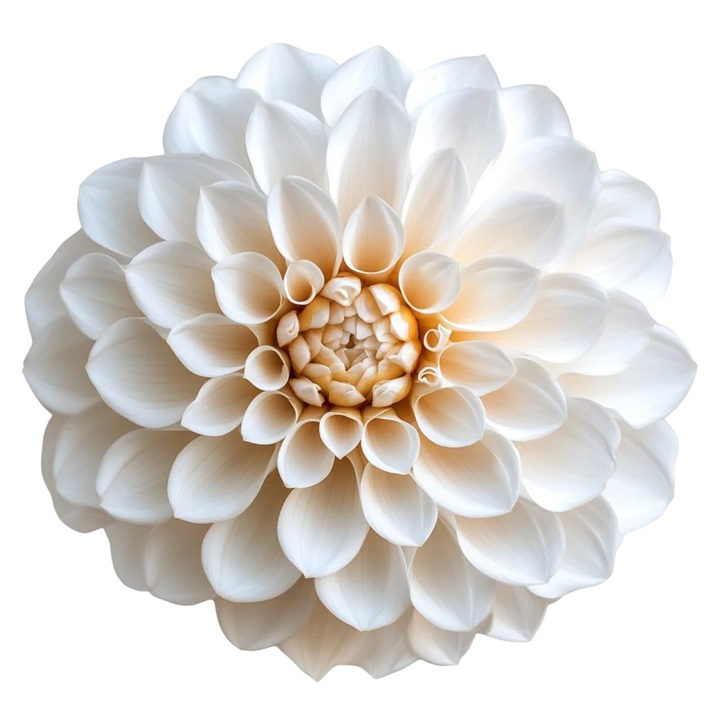 White Dahlia Flower Bloom Top View Cutout Free PNG