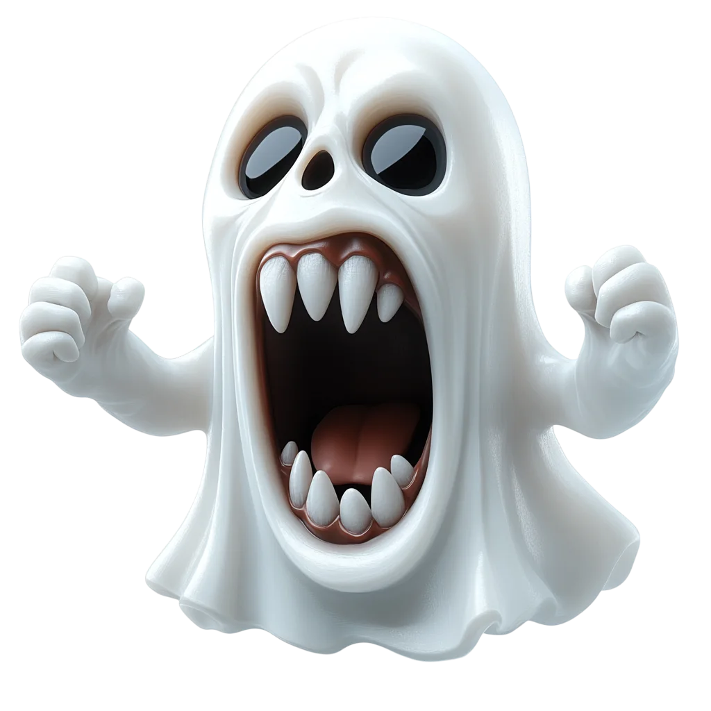 Crazy Screaming White Halloween Ghost Cutout Free PNG