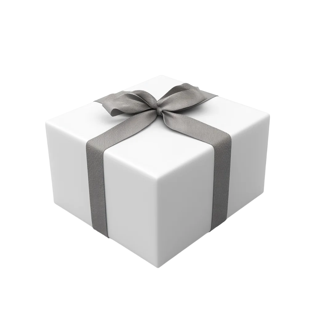 Minimalist White Gift Box with Grey Ribbon Free PNG