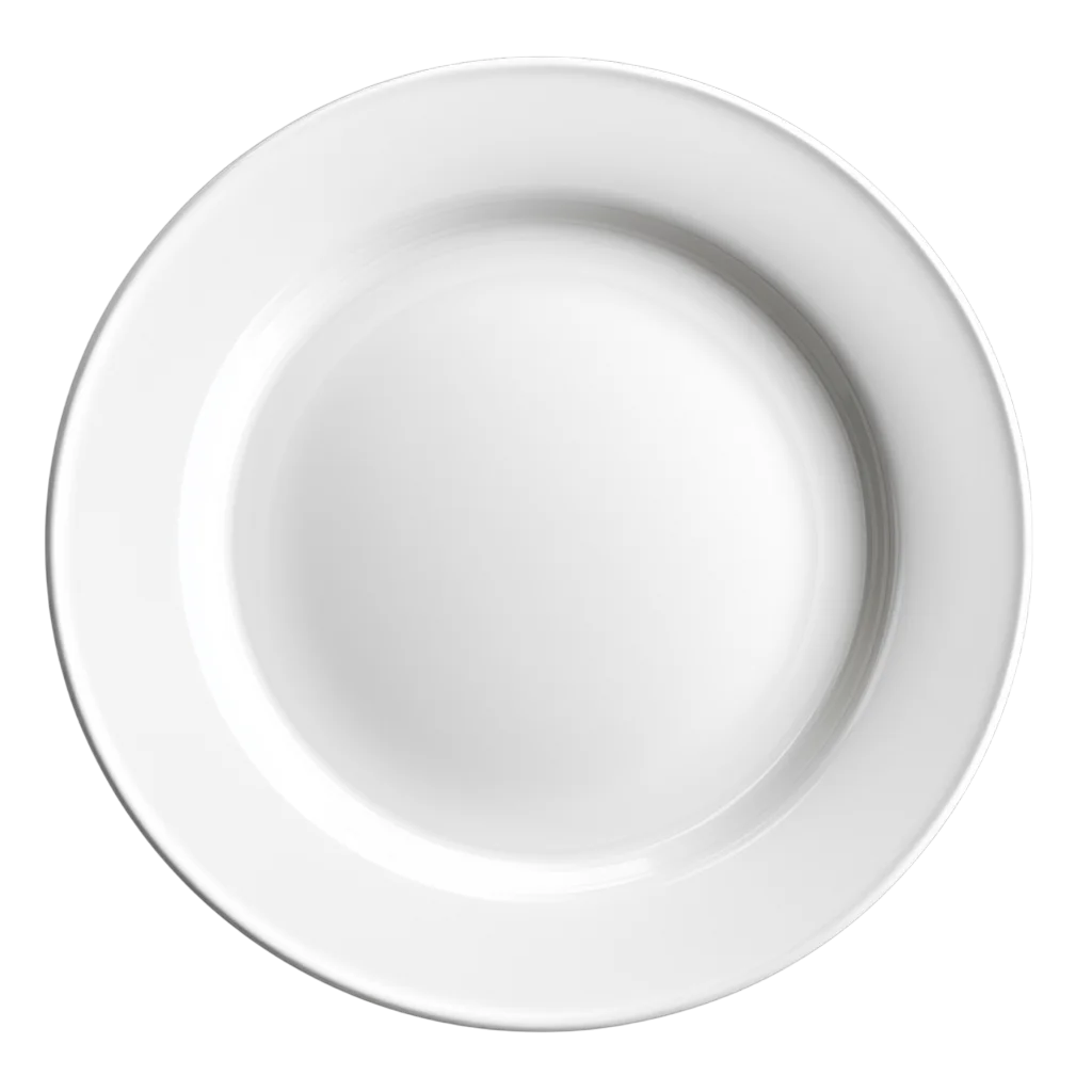 Empty White Porcelain Dish Plate Top View Free PNG