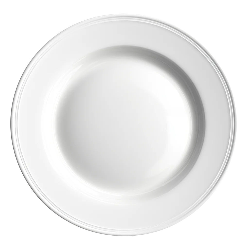 Round White Ceramic Dinner Plate Top View Free PNG