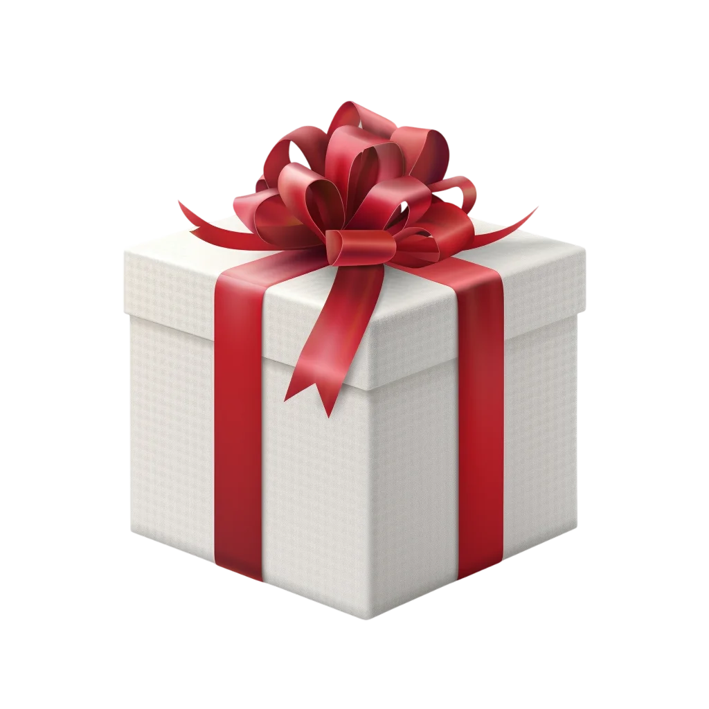 White Gift Box Tied with Fluffy Red Ribbon Free PNG