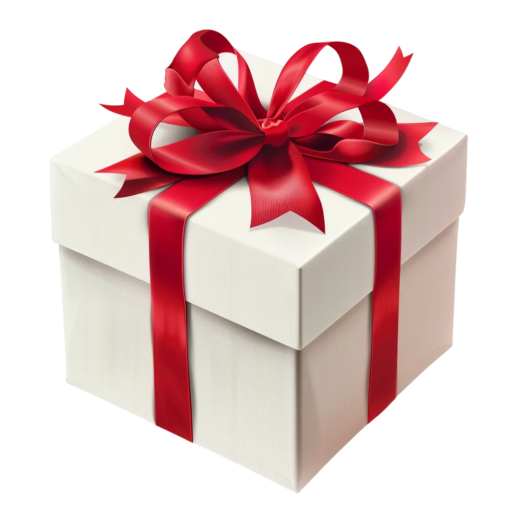 White Gift Box with Big Red Ribbon Bow Free PNG