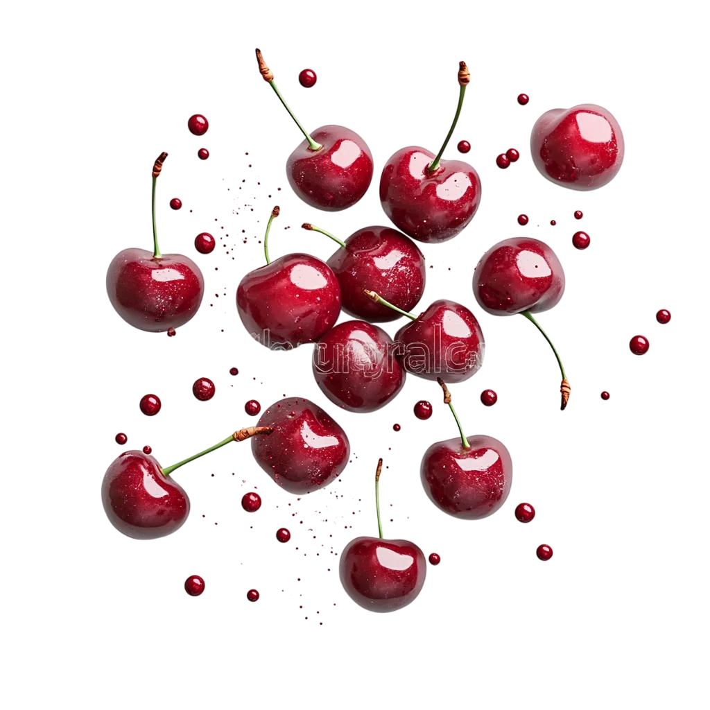 Scattered Fresh Red Cherries Pattern Free PNG