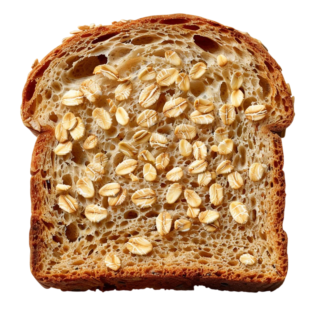 Oatmeal Bread Slice with Rolled Whole Oats Free PNG