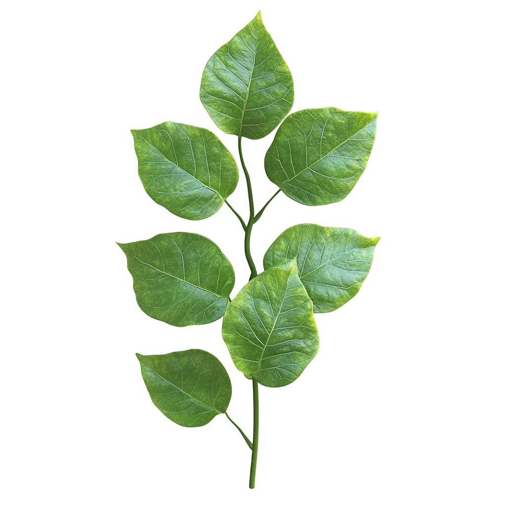 Fresh Green Plant Twig with Broad Leaves Free PNG