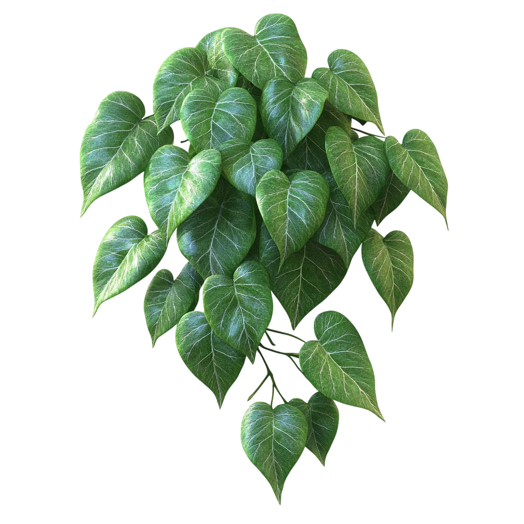 Hanging Green Pothos Vine Leaves Bush Free PNG