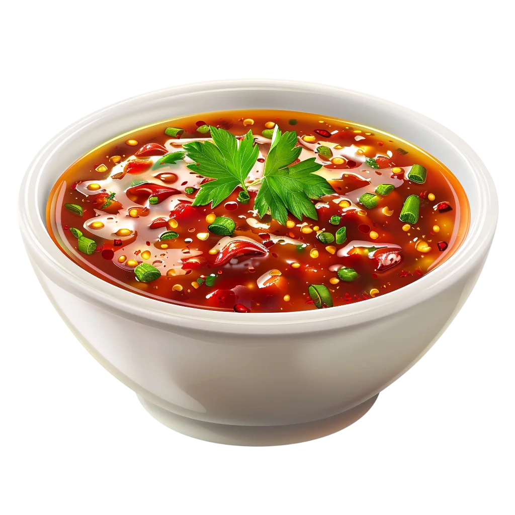 Spicy Salsa Soup with Chopped Chili and Cilantro Free PNG