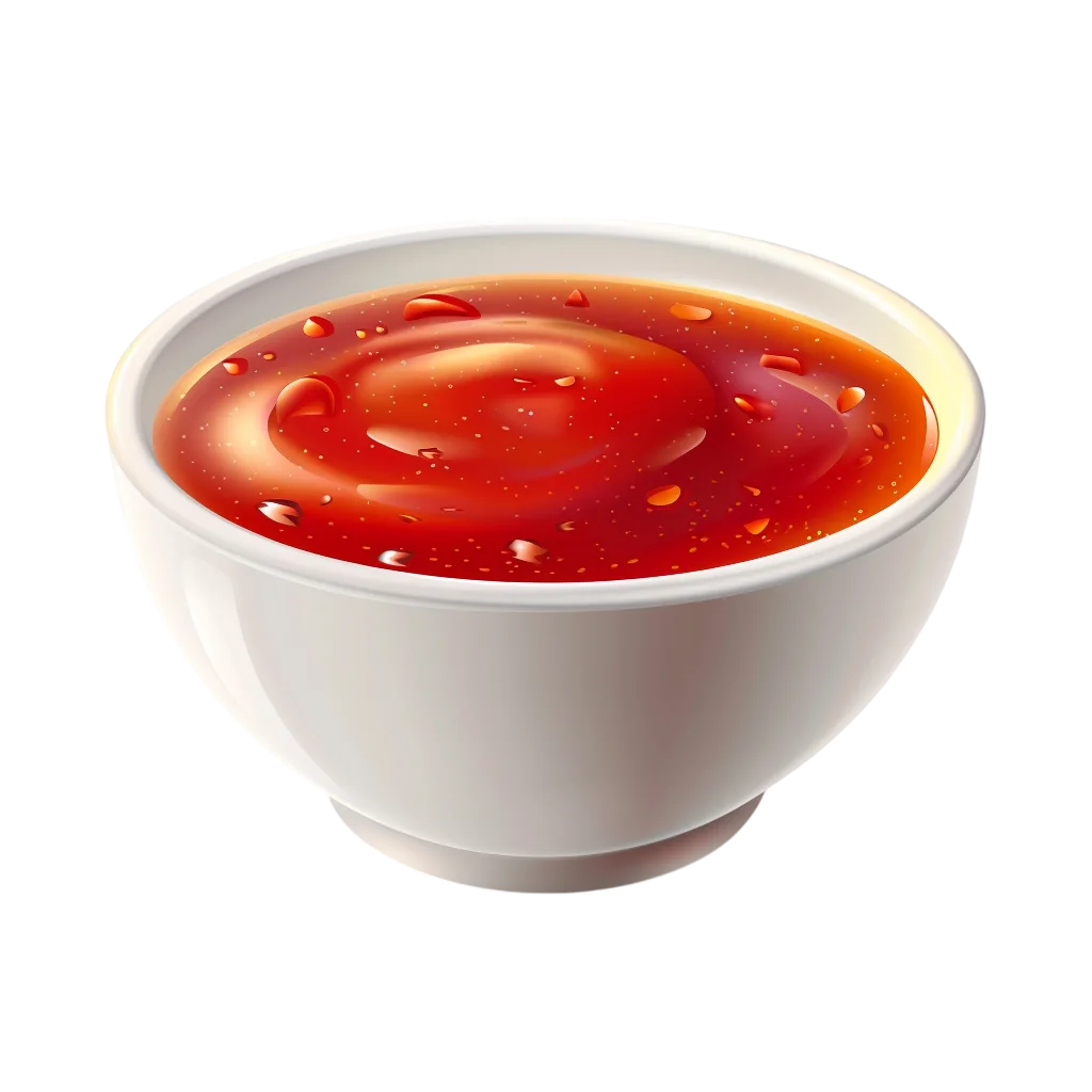 Red Tomato Ketchup Dipping Sauce in White Bowl Free PNG