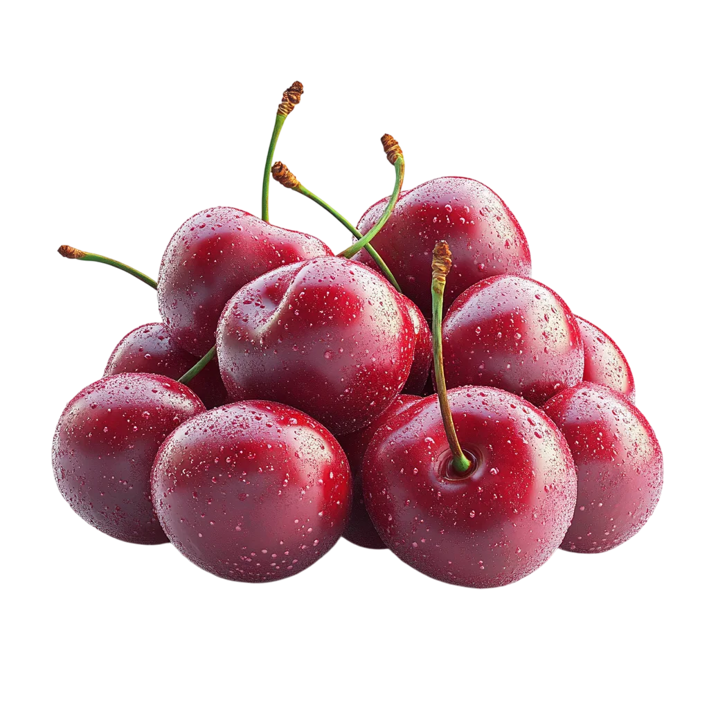 Pile of Fresh Dark Red Sweet Cherries Free PNG