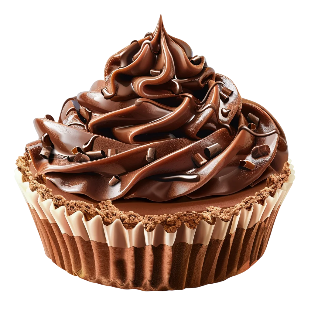 Chocolate Cupcake with Swirled Chocolate Fudge Free PNG
