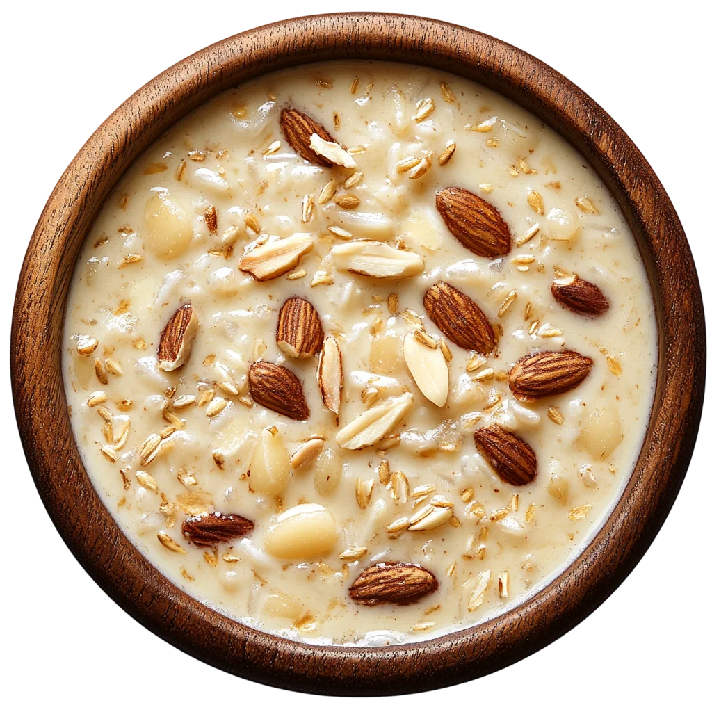 Healthy Oatmeal Bowl Topped with Sliced Almonds Free PNG