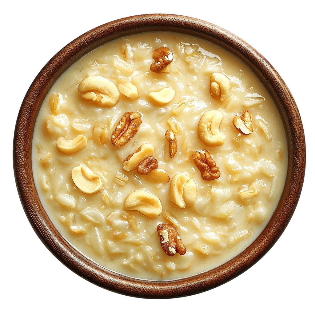 Creamy Oatmeal Porridge with Crushed Nuts Free PNG