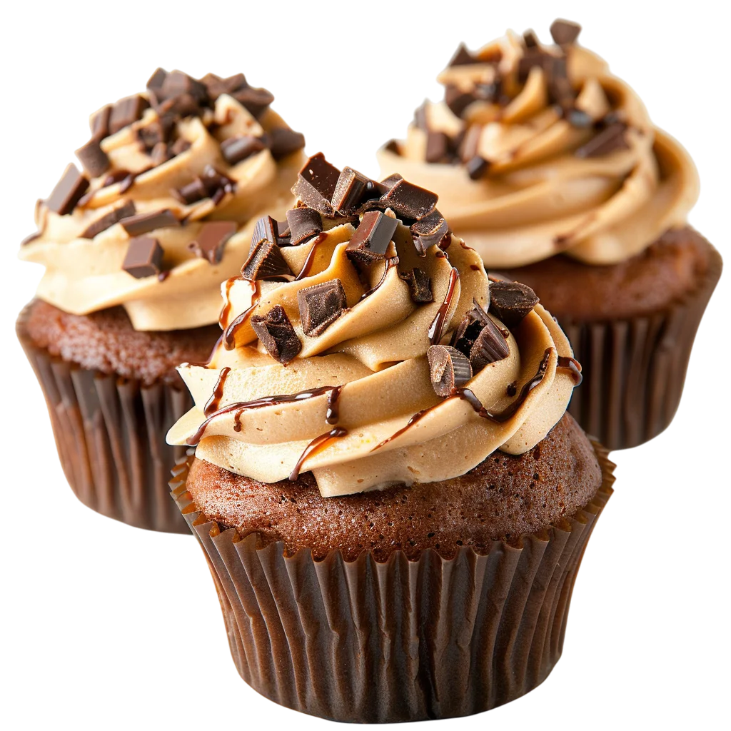 Frosted Chocolate Cupcakes with Mocha Swirl Free PNG