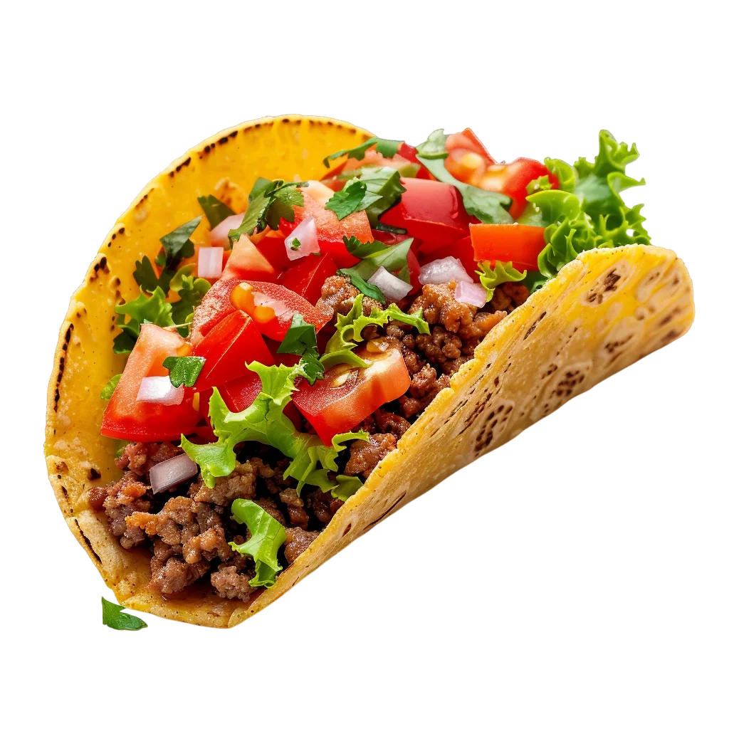 Crispy Beef Taco with Cheese and Lettuce Free PNG