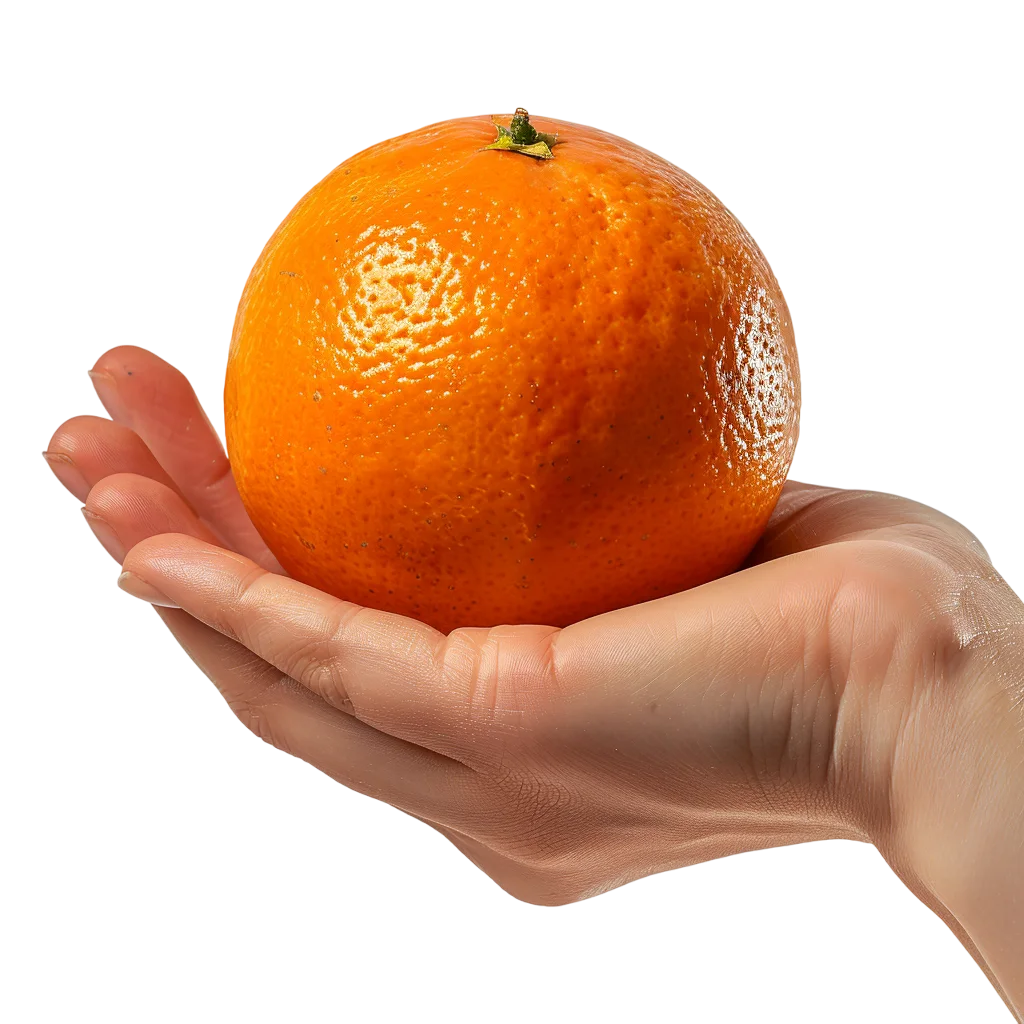 Ripe Orange Fruit in Open Hand Cutout Free PNG