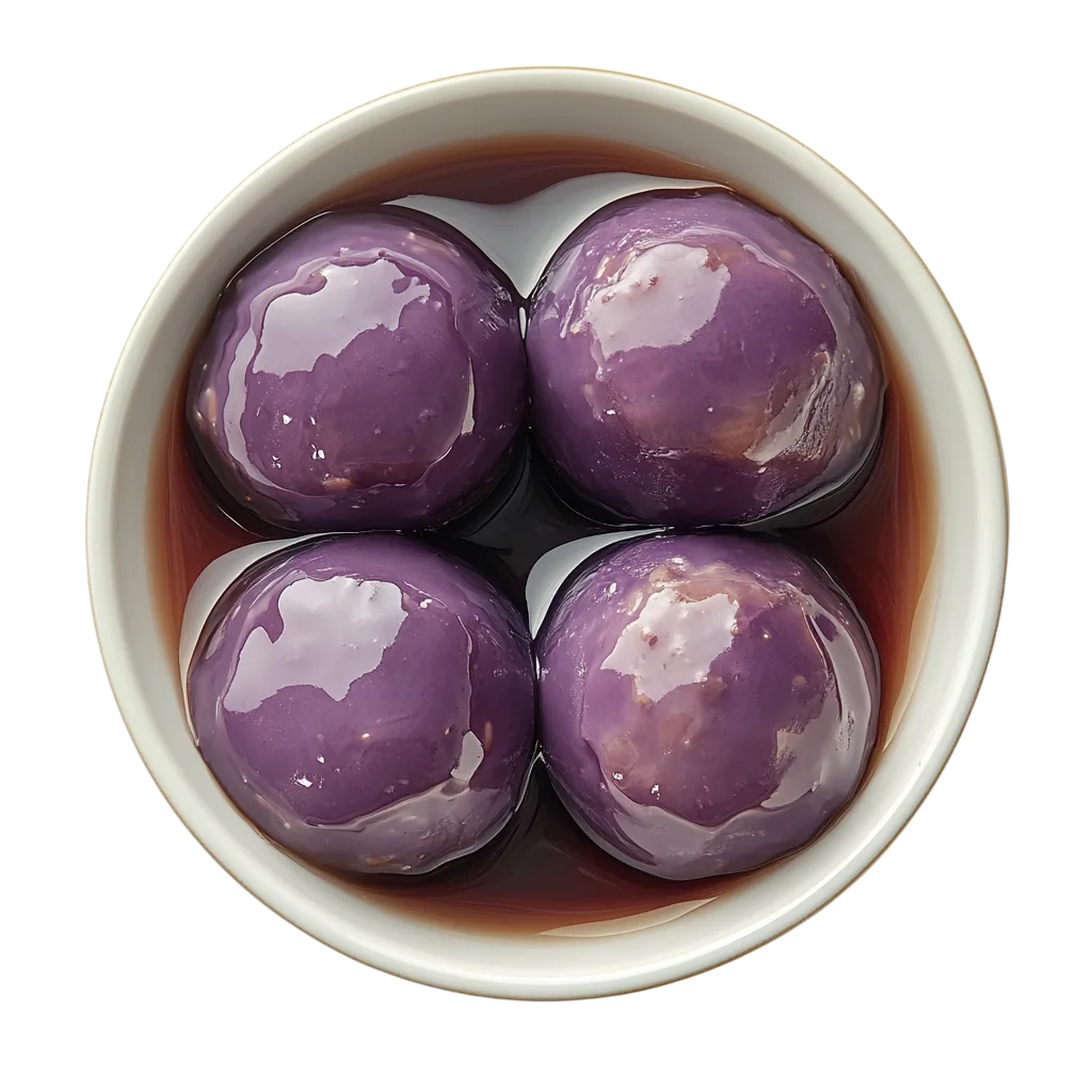 Purple Taro Tangyuan Dumplings in Syrup Free PNG