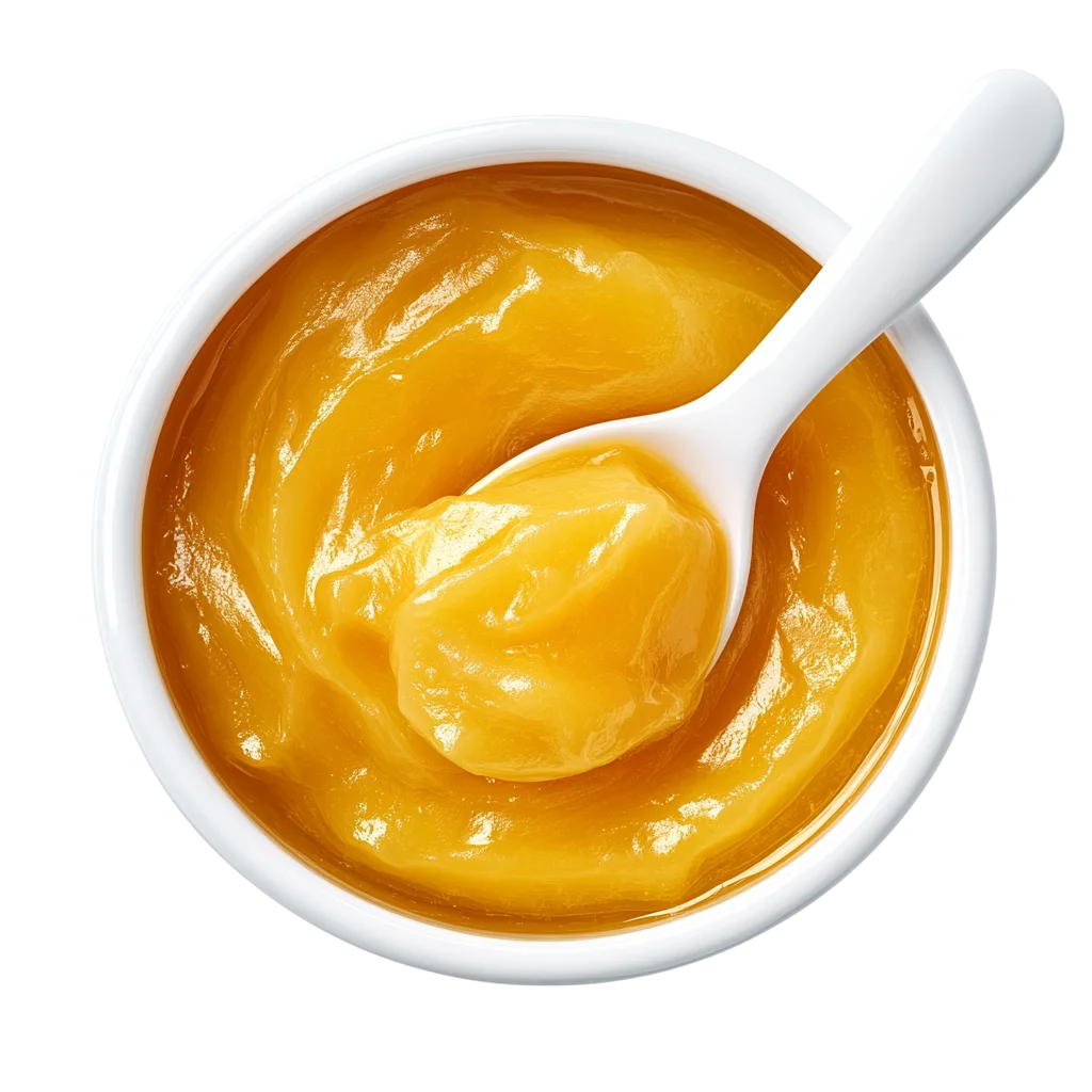 Sweet Mango Custard Puree Bowl with Spoon Free PNG