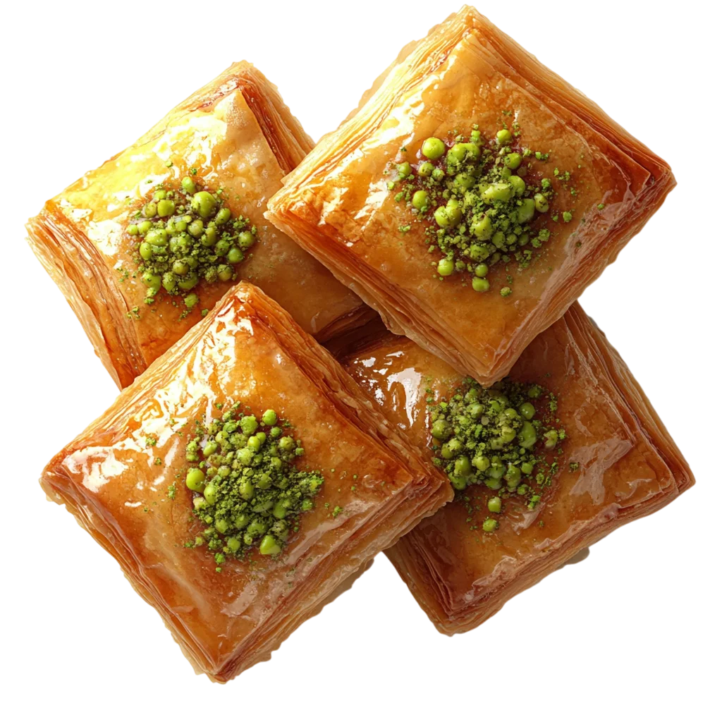 Pistachio Honey Baklava Pastry Pieces Free PNG